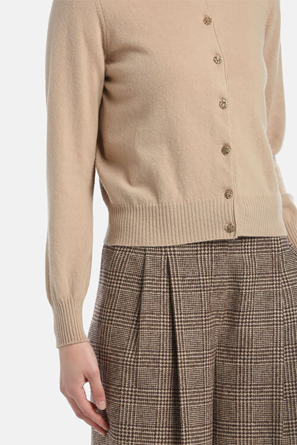 CAVOUR BEIGE JEWEL BUTTONS CARDIGAN