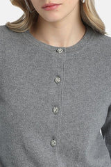 CAVOUR GREY JEWEL BUTTONS CARDIGAN