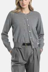 CAVOUR GREY JEWEL BUTTONS CARDIGAN