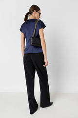 CLAUDIE NAVY DRAPED TOP