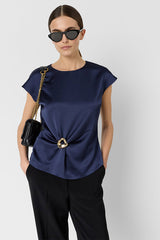 CLAUDIE NAVY DRAPED TOP