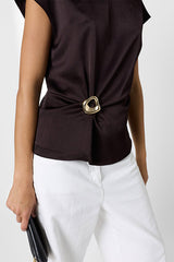 CLAUDIE CINNAMON DRAPED TOP