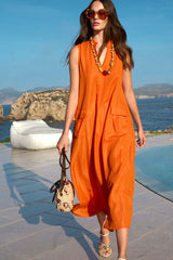 TANGERINE LOOSE MIDI DRESS