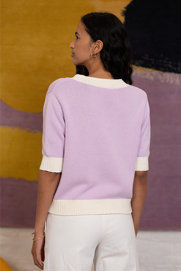 CHARLIZE PURPLE TWO TONE CARDIGAN