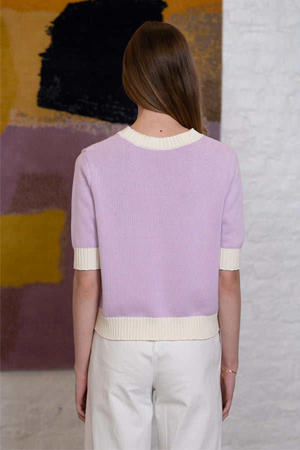 CHARLIZE PURPLE TWO TONE SWEATER