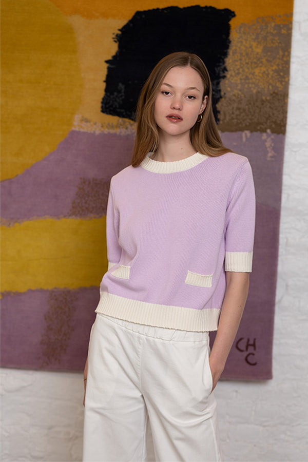 CHARLIZE PURPLE TWO TONE SWEATER