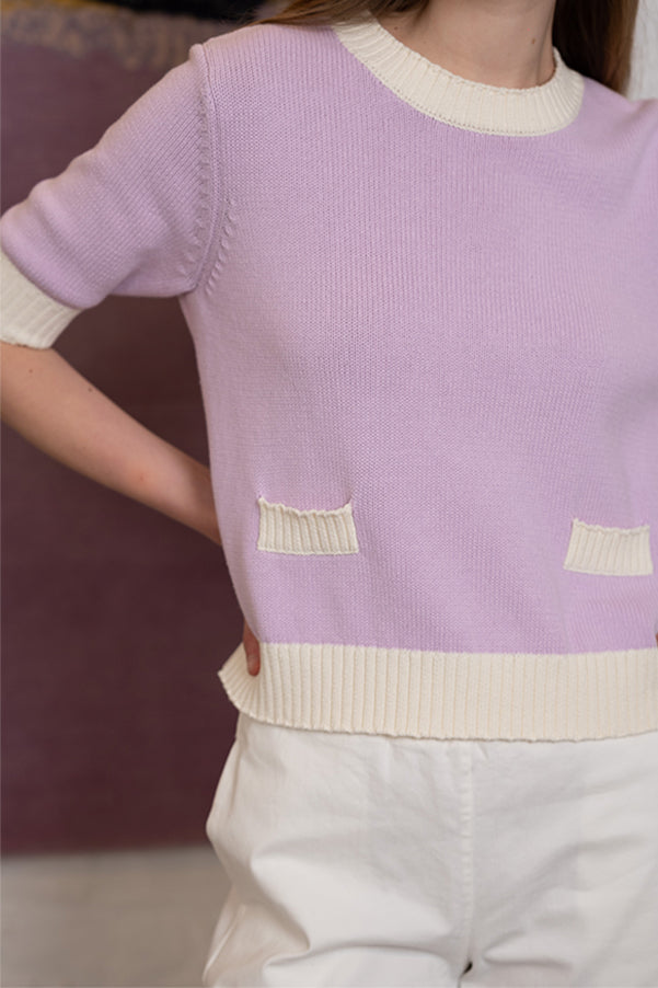 CHARLIZE PURPLE TWO TONE SWEATER