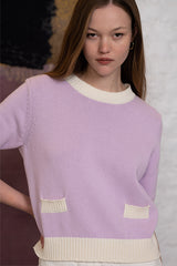 CHARLIZE PURPLE TWO TONE SWEATER