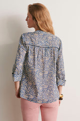 CHEVREFEUILLE11 BLUE PRINTED BLOUSE