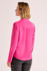 CHINON FUSCHIA WASHED SILK BLOUSE