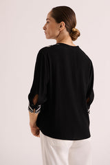 CLEOME VISCOSE CREPE EMBROIDERED BLOUSE