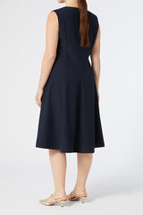 CLORURO MIDNIGHT BLUE CREPE ENVERS SATIN DRESS