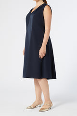 CLORURO MIDNIGHT BLUE CREPE ENVERS SATIN DRESS