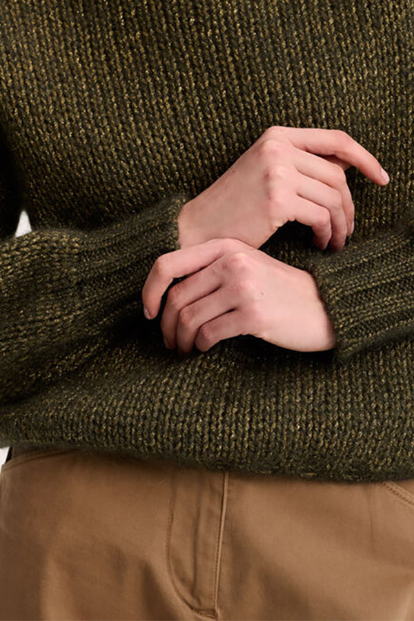 COCCOLO KHAKI CHUNKY ALPACA LUREX PULLOVER