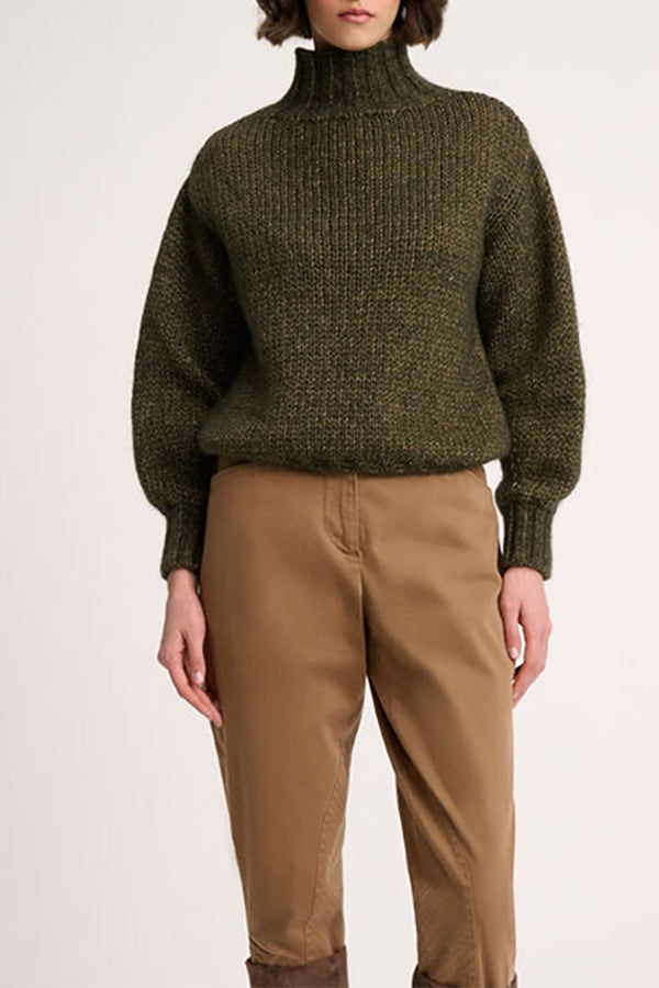 COCCOLO KHAKI CHUNKY ALPACA LUREX PULLOVER