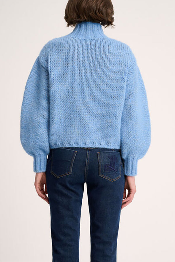 COCCOLO BLUE CHUNKY ALPACA LUREX PULLOVER