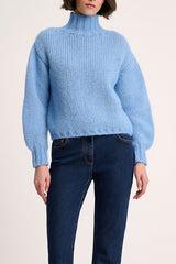 COCCOLO BLUE CHUNKY ALPACA LUREX PULLOVER