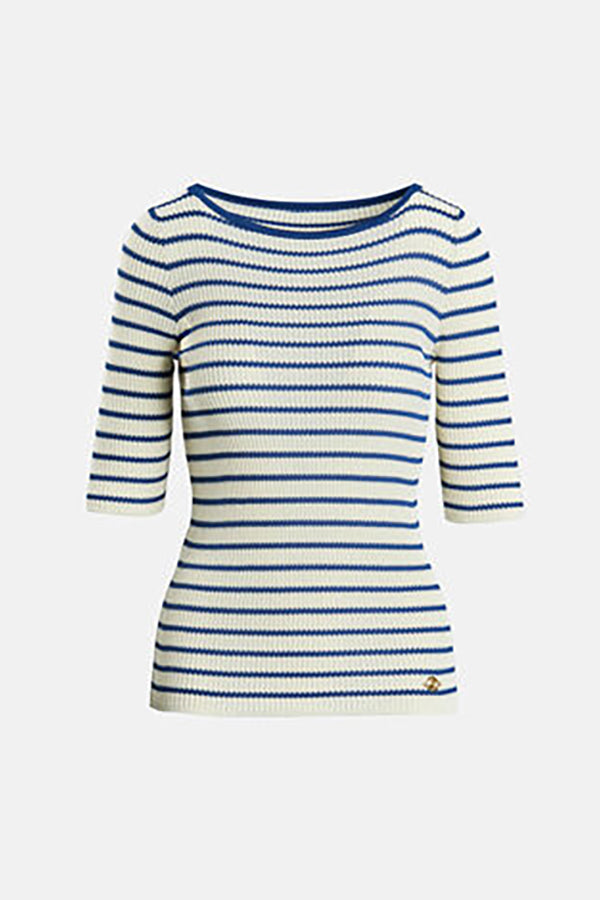 COLINO CREAM STRIPED PULLOVER