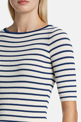 COLINO CREAM STRIPED PULLOVER