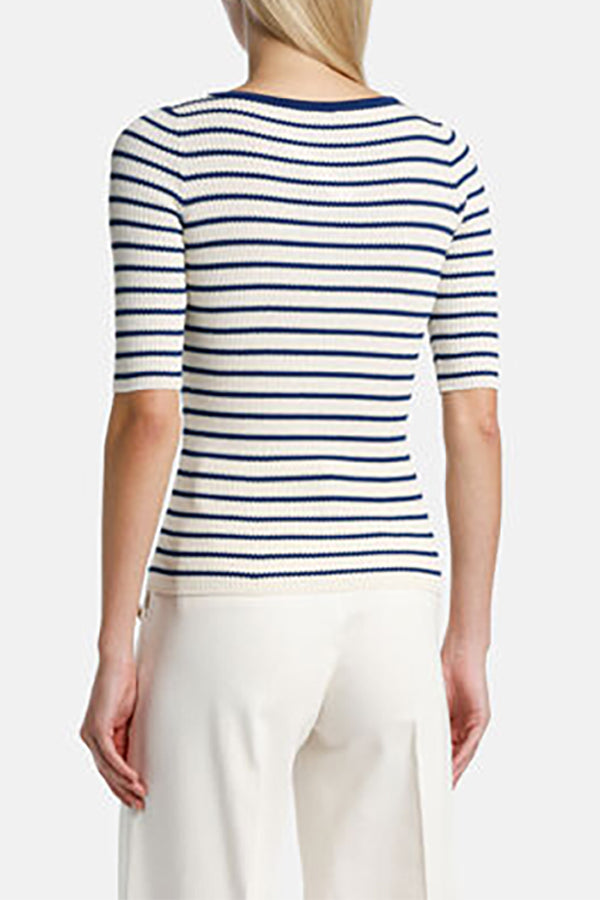 COLINO CREAM STRIPED PULLOVER