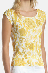COPERTURA YELLOW FLORAL KNIT TOP