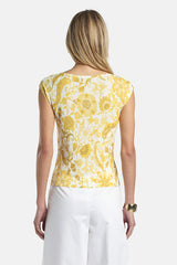 COPERTURA YELLOW FLORAL KNIT TOP