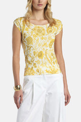 COPERTURA YELLOW FLORAL KNIT TOP