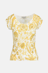 COPERTURA YELLOW FLORAL KNIT TOP