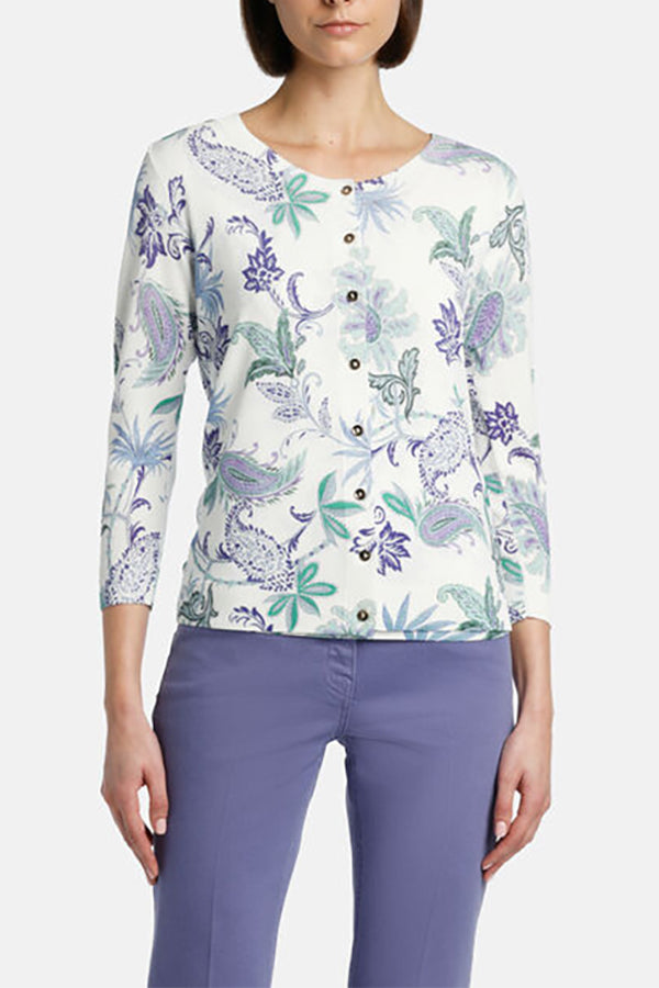 CORNETTO VIOLET PAISLEY PRINT CARDIGAN