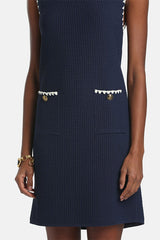 CORRIERA BLUE HONEYCOMB-KNIT MINIDRESS