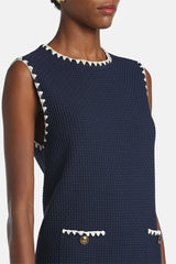 CORRIERA BLUE HONEYCOMB-KNIT MINIDRESS