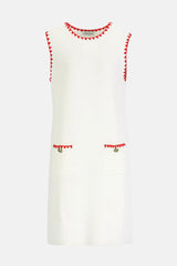 CORRIERA CREAM HONEYCOMB-KNIT MINIDRESS