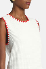 CORRIERA CREAM HONEYCOMB-KNIT MINIDRESS