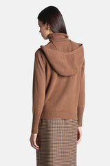 CREMINA BROWN RIBBED HOOD KNIT VEST