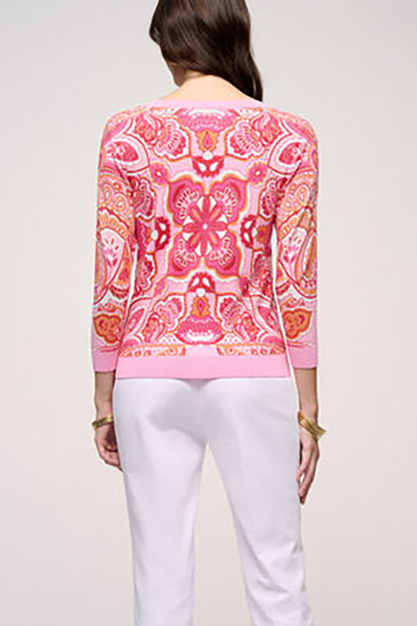 CROSTONE PINK PAISLEY CARDIGAN