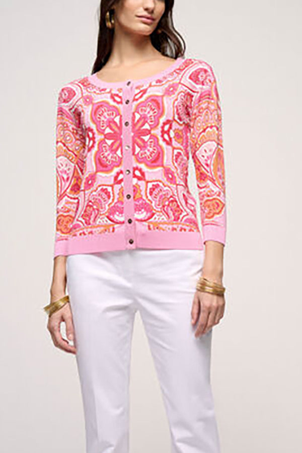 CROSTONE PINK PAISLEY CARDIGAN