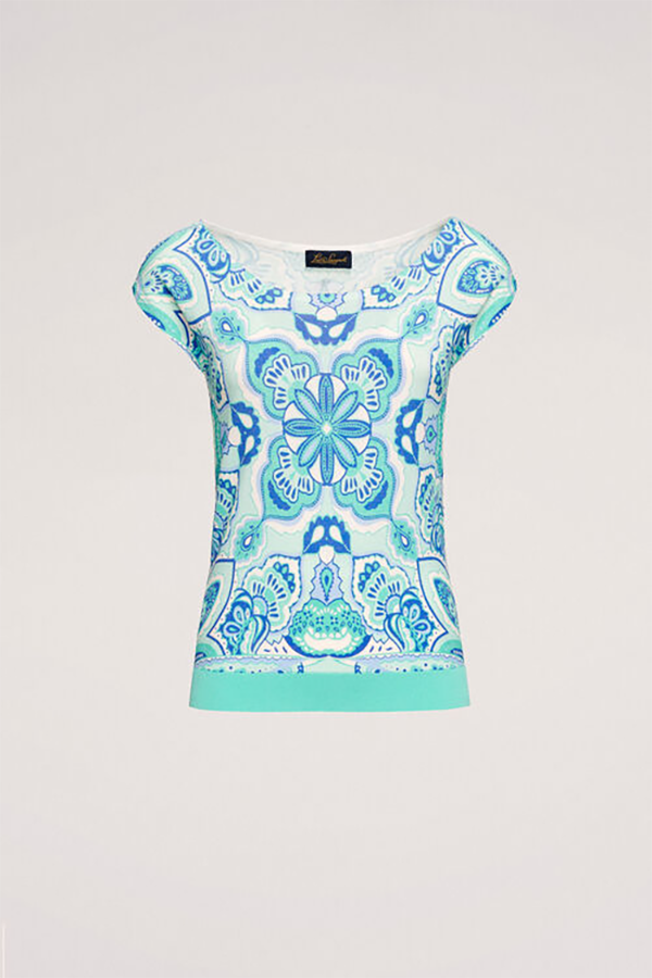 CROTONE TURQUOISE PAISLEY KNIT TOP