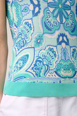 CROTONE TURQUOISE PAISLEY KNIT TOP