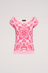 CROTONE PINK PAISLEY PRINT KNIT TOP