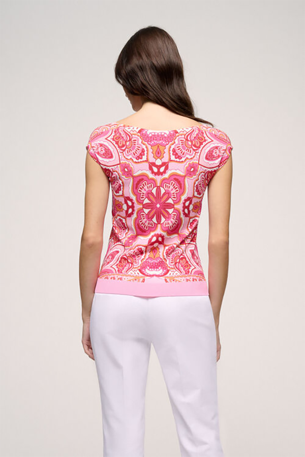 CROTONE PINK PAISLEY PRINT KNIT TOP