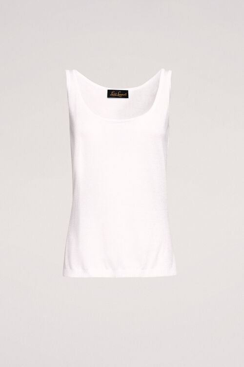 CUNICOLO B OFF-WHITE LINEN-BLEND TANK TOP