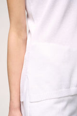 CUNICOLO B OFF-WHITE LINEN-BLEND TANK TOP