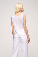 CUNICOLO B OFF-WHITE LINEN-BLEND TANK TOP