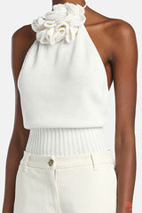 CUPIDO CREAM EMBELLISHED TOP