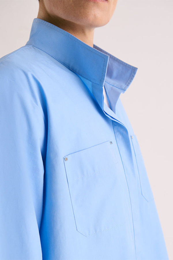 CYAN COTTON POPLIN BLOUSE