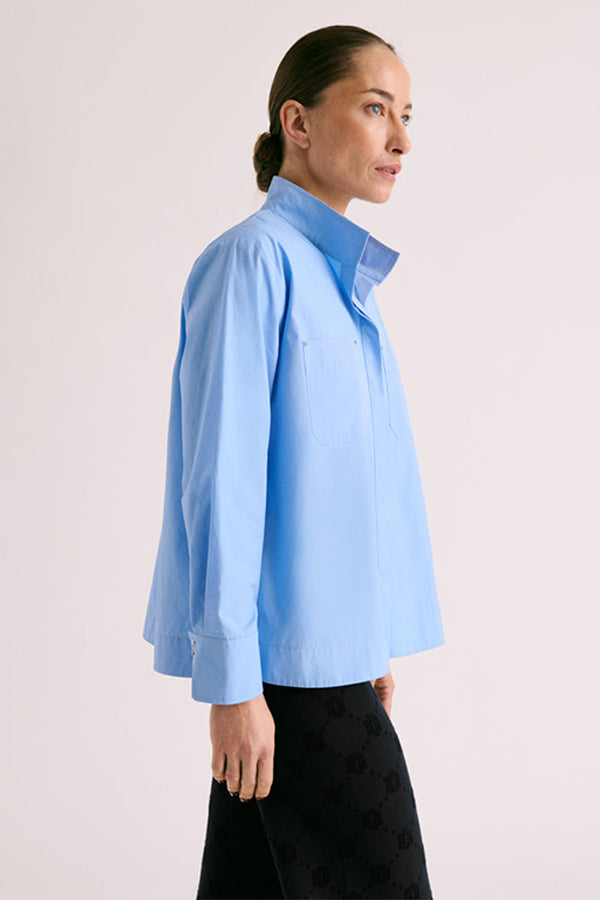 CYAN COTTON POPLIN BLOUSE