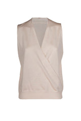 CAPOLIVERI OFF WHITE CROSSOVER SLEEVELESS TOP