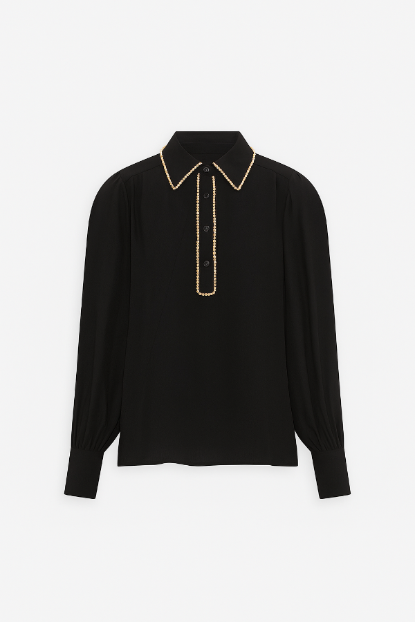 ASTRID BLACK GOLDEN PEARLS SHIRT