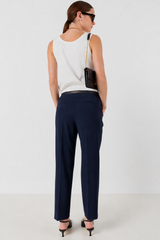 ALYA NAVY TAILORED ELASTICATED BACK TROUSERS