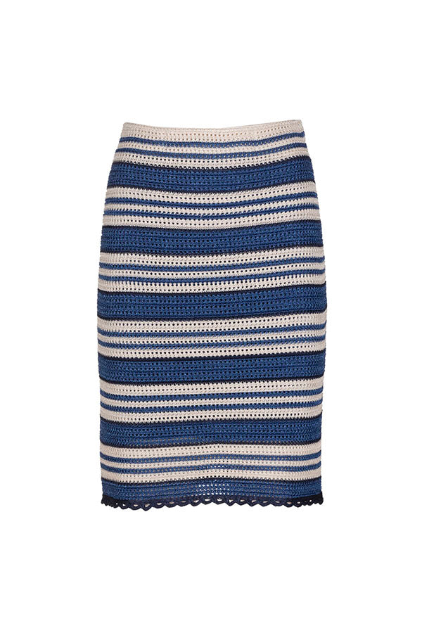 CONDOTTO STRIPED AJOUR KNIT SKIRT